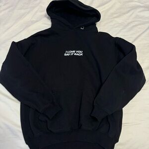 Lonely Ghost I Love You Say It Back Black Hoodie Size Small Comfy White Text